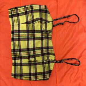 Yellow plaid Two piece Shirt/Short